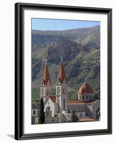 St. Saba Church, Red Tile Roofed Town, Bcharre, Qadisha Valley, North Lebanon, Middle East-Christian Kober-Framed Photographic Print