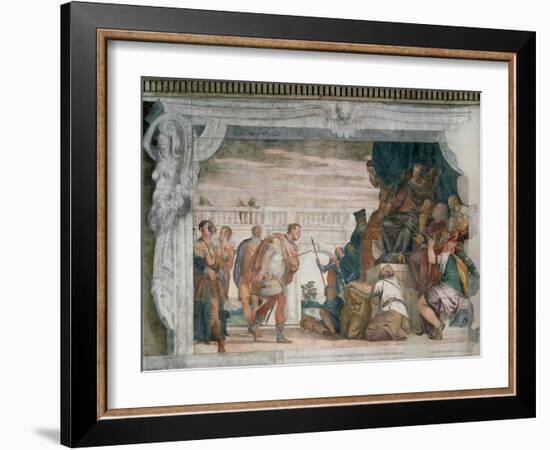 St Sebastian before Diocletian, 1555-70-Paolo Veronese-Framed Giclee Print