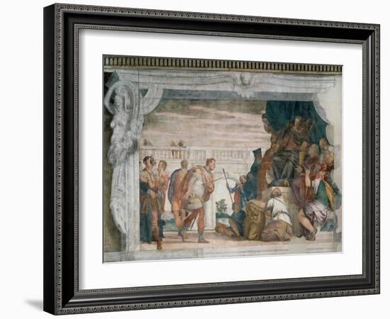 St Sebastian before Diocletian, 1555-70-Paolo Veronese-Framed Giclee Print