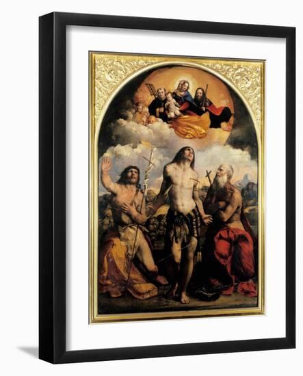 St. Sebastian Between Saints Jerom and John the Baptist, 1522-Dosso Dossi-Framed Giclee Print