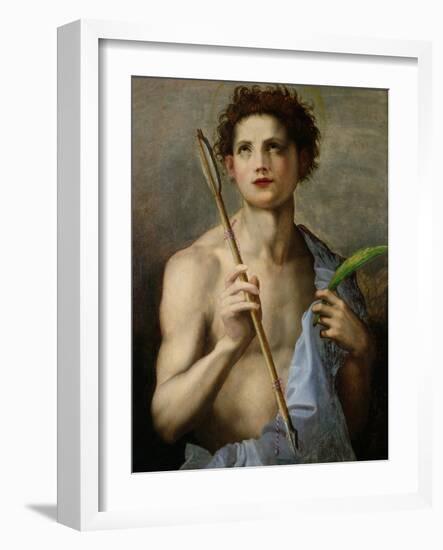 St. Sebastian Holding Two Arrows and the Martyr's Palm-Andrea del Sarto-Framed Giclee Print