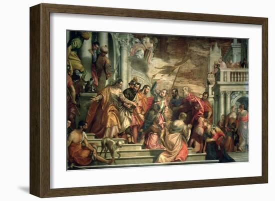 St. Sebastian Inciting Marcellus and Marcellinus Who are Being Led to Martyrdom, 1558-Paolo Veronese-Framed Giclee Print