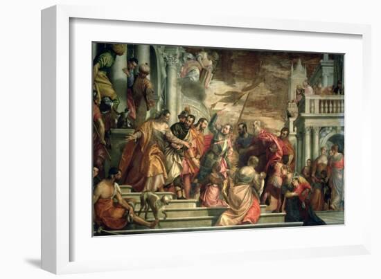 St. Sebastian Inciting Marcellus and Marcellinus Who are Being Led to Martyrdom, 1558-Paolo Veronese-Framed Giclee Print