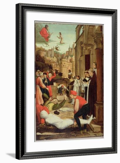 St. Sebastian Interceding for the Plague Stricken, 1497-99-Josse Lieferinxe-Framed Giclee Print