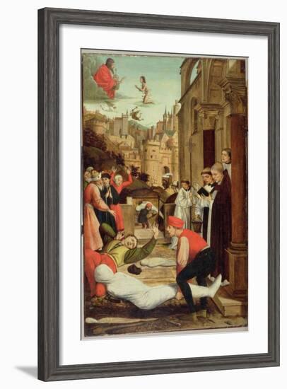 St. Sebastian Interceding for the Plague Stricken, 1497-99-Josse Lieferinxe-Framed Giclee Print