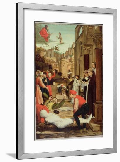 St. Sebastian Interceding for the Plague Stricken, 1497-99-Josse Lieferinxe-Framed Giclee Print