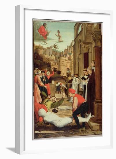 St. Sebastian Interceding for the Plague Stricken, 1497-99-Josse Lieferinxe-Framed Giclee Print