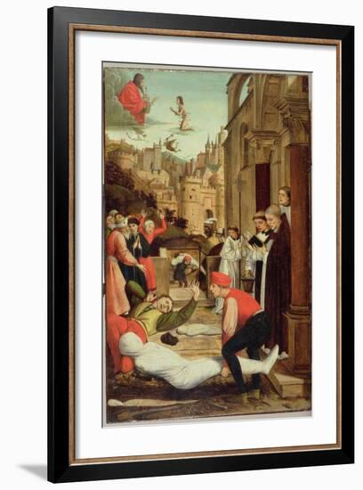 St. Sebastian Interceding for the Plague Stricken, 1497-99-Josse Lieferinxe-Framed Giclee Print