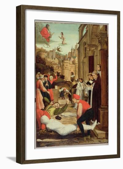 St. Sebastian Interceding for the Plague Stricken, 1497-99-Josse Lieferinxe-Framed Giclee Print