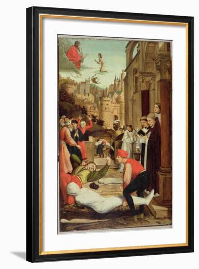 St. Sebastian Interceding for the Plague Stricken, 1497-99-Josse Lieferinxe-Framed Giclee Print