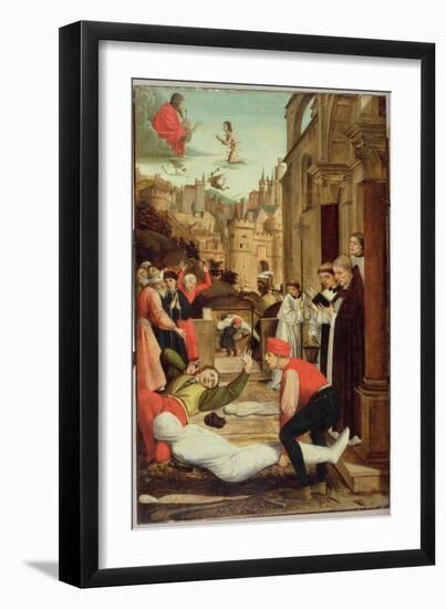 St. Sebastian Interceding for the Plague Stricken, 1497-99-Josse Lieferinxe-Framed Giclee Print