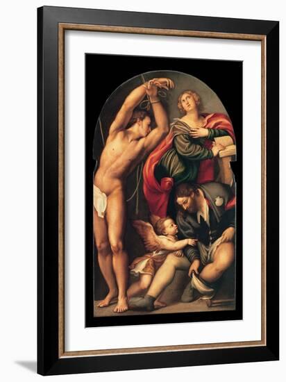 St. Sebastian, St. Roch and St. Catherine, il Pordenone, 1535. Venice, Italy-il Pordenone Sacchis-Framed Art Print