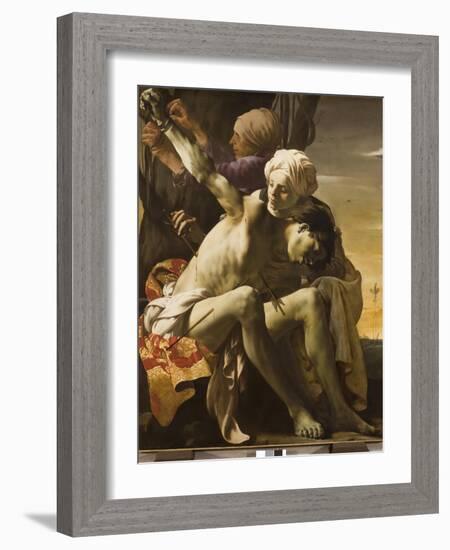 St. Sebastian Tended by Irene, 1625-Hendrick Terbrugghen-Framed Giclee Print