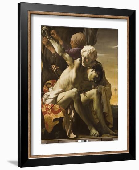 St. Sebastian Tended by Irene, 1625-Hendrick Terbrugghen-Framed Giclee Print