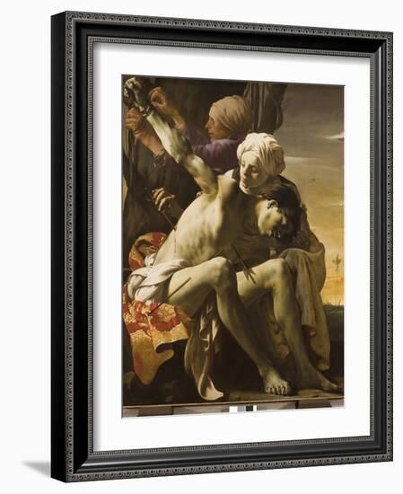 St. Sebastian Tended by Irene, 1625-Hendrick Terbrugghen-Framed Giclee Print