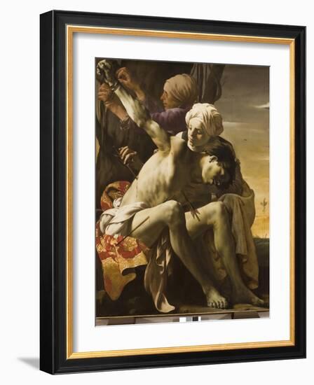 St. Sebastian Tended by Irene, 1625-Hendrick Terbrugghen-Framed Giclee Print