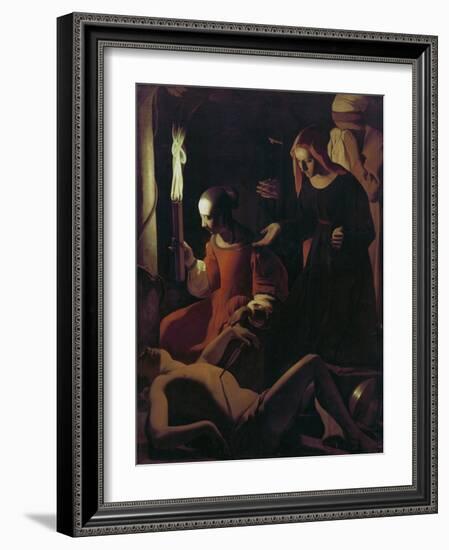 St. Sebastian Tended by St. Irene, C.1649-Georges de La Tour-Framed Premium Giclee Print