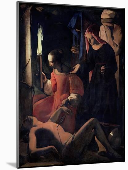 St. Sebastian Tended by St. Irene-Georges de La Tour-Mounted Giclee Print