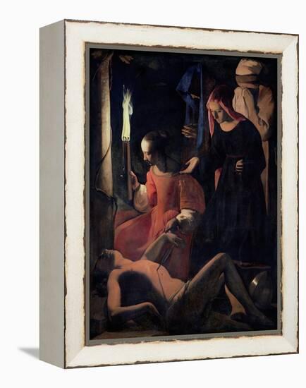 St. Sebastian Tended by St. Irene-Georges de La Tour-Framed Premier Image Canvas