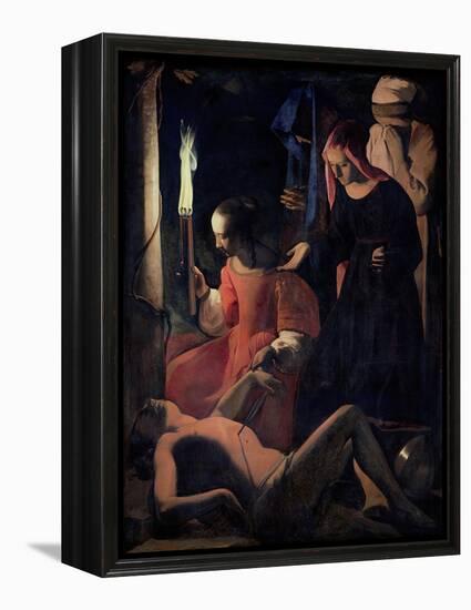 St. Sebastian Tended by St. Irene-Georges de La Tour-Framed Premier Image Canvas