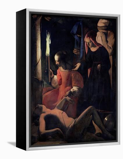 St. Sebastian Tended by St. Irene-Georges de La Tour-Framed Premier Image Canvas