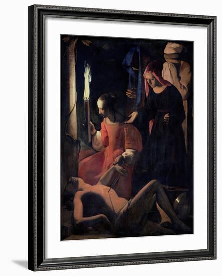 St. Sebastian Tended by St. Irene-Georges de La Tour-Framed Giclee Print