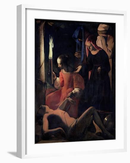 St. Sebastian Tended by St. Irene-Georges de La Tour-Framed Giclee Print