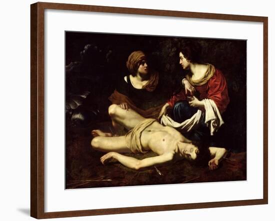 St. Sebastian Tended by St. Irene-Nicolas Regnier-Framed Giclee Print