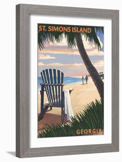St. Simons Island, Georgia - Adirondack-Lantern Press-Framed Art Print