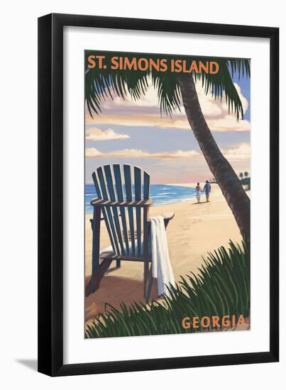 St. Simons Island, Georgia - Adirondack-Lantern Press-Framed Art Print