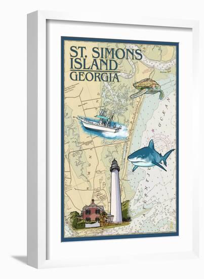 St. Simons Island, Georgia - Nautical Chart-Lantern Press-Framed Art Print