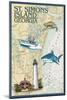 St. Simons Island, Georgia - Nautical Chart-Lantern Press-Mounted Art Print