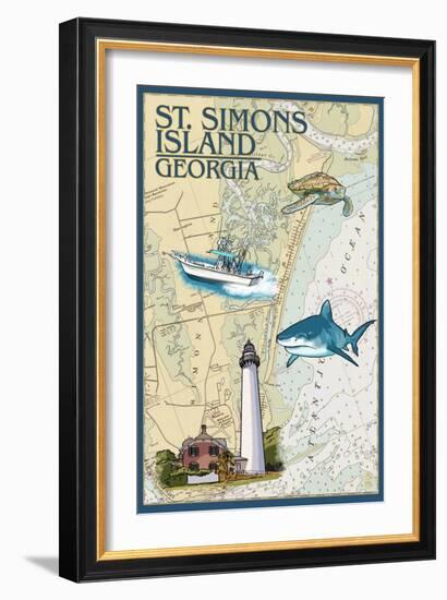 St. Simons Island, Georgia - Nautical Chart-Lantern Press-Framed Art Print