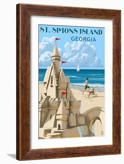 St. Simons Island, Georgia - Sand Castle-Lantern Press-Framed Art Print