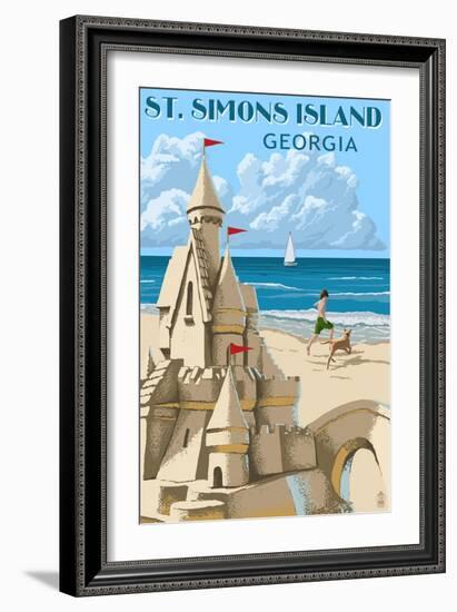 St. Simons Island, Georgia - Sand Castle-Lantern Press-Framed Art Print