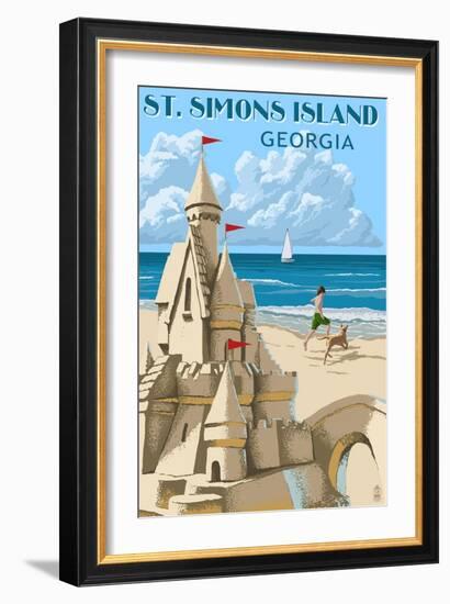 St. Simons Island, Georgia - Sand Castle-Lantern Press-Framed Art Print