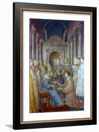 St Sixtus II and His Deacon St Laurence, Mid 15th Century-Fra Angelico-Framed Giclee Print