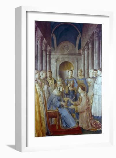 St Sixtus II and His Deacon St Laurence, Mid 15th Century-Fra Angelico-Framed Giclee Print