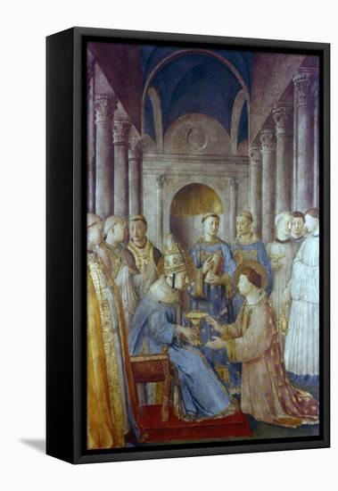 St Sixtus II and His Deacon St Laurence, Mid 15th Century-Fra Angelico-Framed Premier Image Canvas