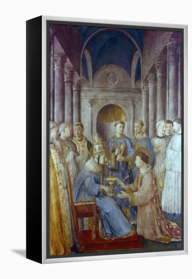 St Sixtus II and His Deacon St Laurence, Mid 15th Century-Fra Angelico-Framed Premier Image Canvas