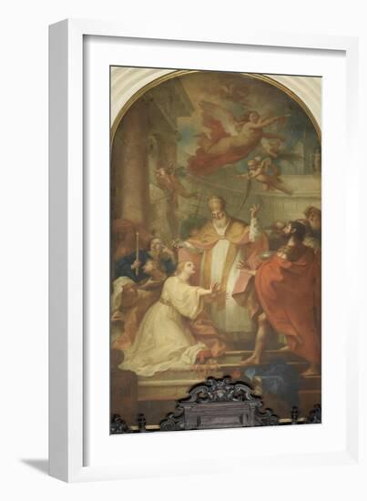 St. Stephen Baptizing Lucilla-Tommaso Masaccio-Framed Giclee Print