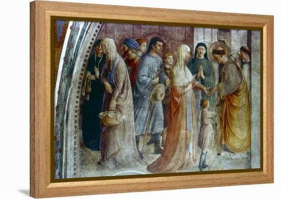 St Stephen Distributing Alms, Mid 15th Century-Fra Angelico-Framed Premier Image Canvas