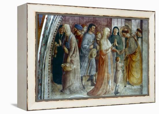 St Stephen Distributing Alms, Mid 15th Century-Fra Angelico-Framed Premier Image Canvas