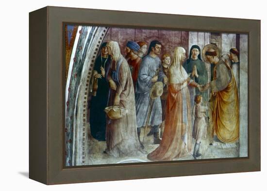 St Stephen Distributing Alms, Mid 15th Century-Fra Angelico-Framed Premier Image Canvas