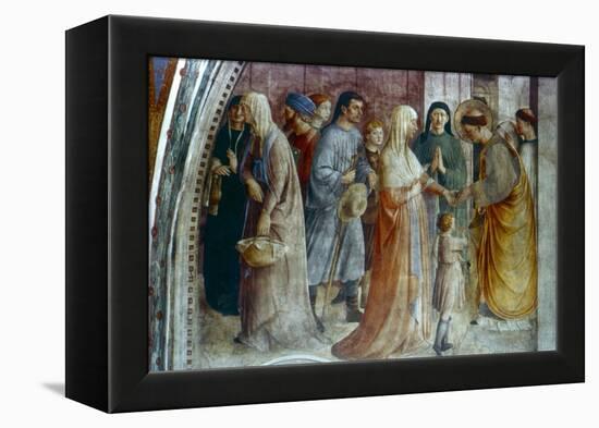 St Stephen Distributing Alms, Mid 15th Century-Fra Angelico-Framed Premier Image Canvas