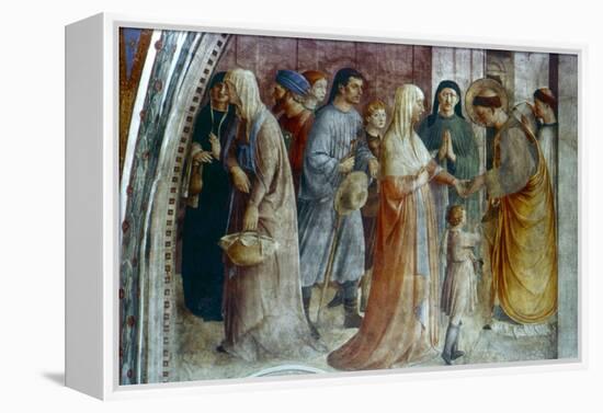 St Stephen Distributing Alms, Mid 15th Century-Fra Angelico-Framed Premier Image Canvas