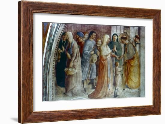 St Stephen Distributing Alms, Mid 15th Century-Fra Angelico-Framed Premium Giclee Print