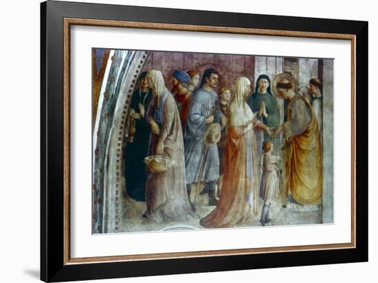 St Stephen Distributing Alms, Mid 15th Century-Fra Angelico-Framed Premium Giclee Print