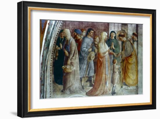 St Stephen Distributing Alms, Mid 15th Century-Fra Angelico-Framed Premium Giclee Print