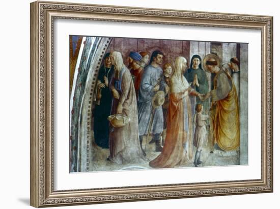 St Stephen Distributing Alms, Mid 15th Century-Fra Angelico-Framed Giclee Print